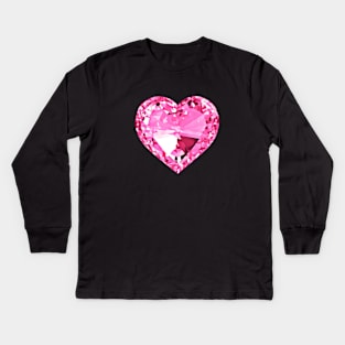 Pink Diamond Love Heart Kids Long Sleeve T-Shirt